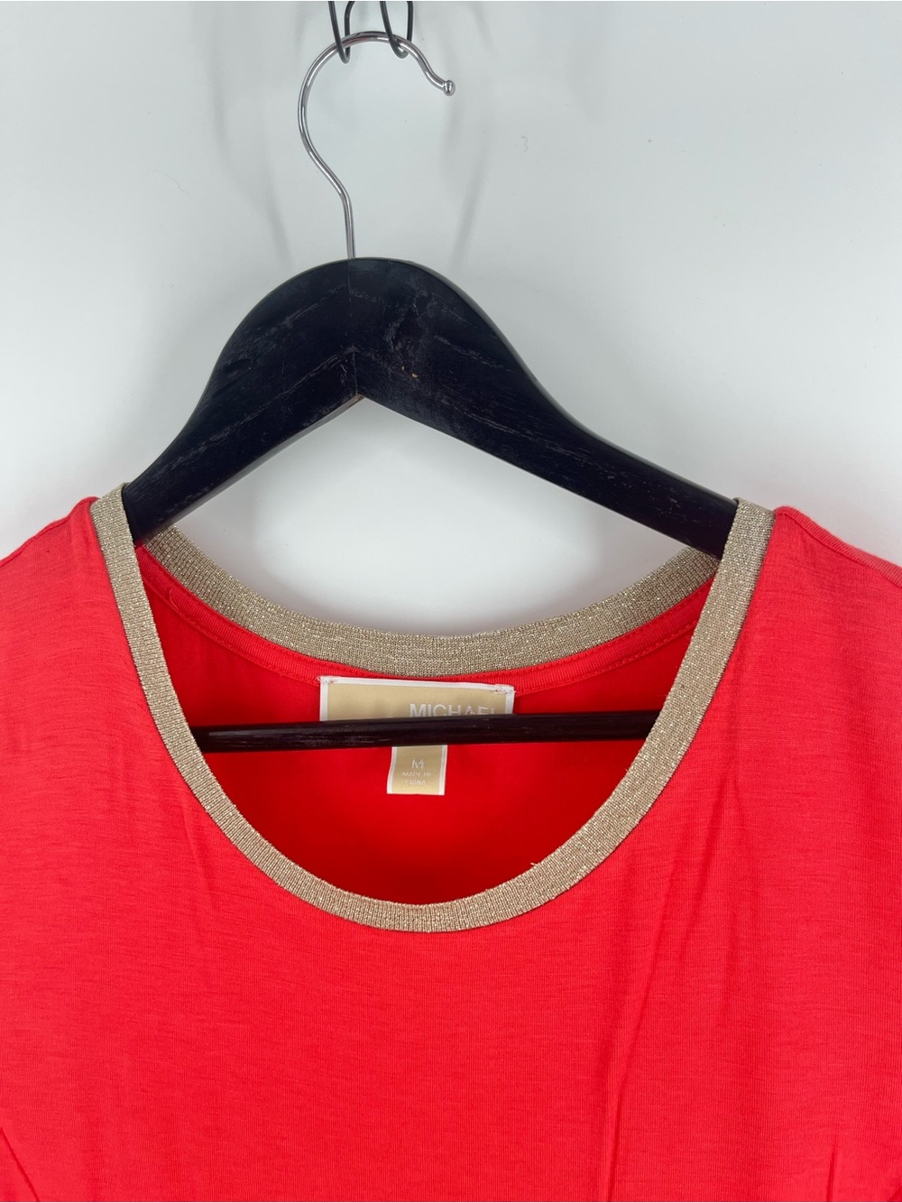Michael Michael Kors Coral Maxi Dress Gold Trim Stretch Knit Medium - Picture 8 of 12